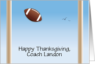 Custom Name Thanksgiving for Football Coach card