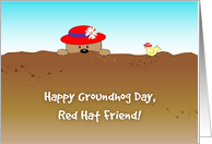 Groundhog Day for Red Hat Friend card