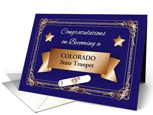 Congrats, State Trooper, Customized, stars, diploma card (1453598)