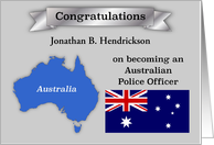 Custom Name Congratulations, becoming Australian Police Officer card