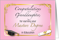 Congratulations, granddaughter, masters degree in education card