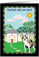 Good Luck on move, chihuahua theme, new home card