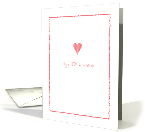 35th Wedding Anniversary, heart, coral colors card (1475706)