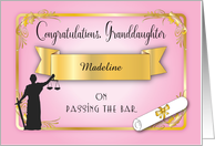 Congratulations, Granddaughter, Passing the Bar, justice scales card