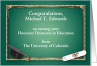 Custom Congratulations, Honorary Doctorate, diploma card