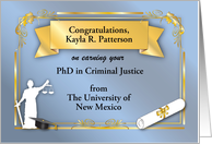 Custom Congratulations, PhD, Criminal Justice, diploma card