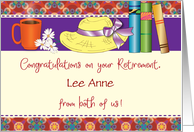 Congratulations, Custom Name Retirement, Lady, both of us card