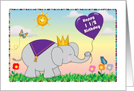 Happy One & a Half Birthday, elephant, balloon card