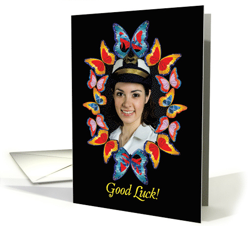 Custom Photo, good luck, colorful butterflies card (1482206)