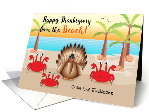 Custom Name Thanksgiving from the Beach, turkey card (1482968)