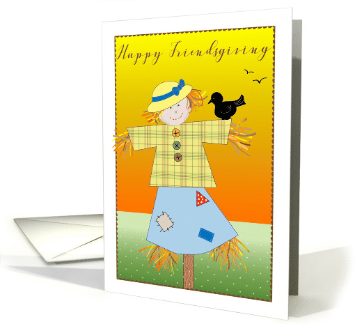 Happy Friendsgiving, scarecrow, crow card (1491334)