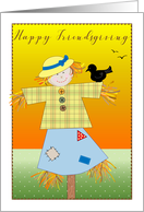 Happy Friendsgiving, scarecrow, crow card