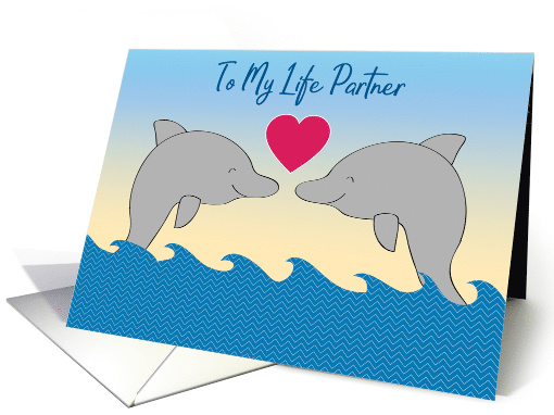 Love & Romance, life partner, dolphins, heart card (1492658)