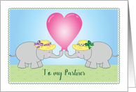 Love & Romance, Lesbian partner, elephants, heart card