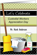 Custom Name Custodial Workers Appreciation Day card