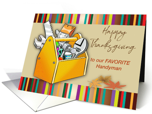Thanksgiving for Handyman, tools, leaves card (1501774)