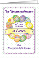 Custom Name in Remembrance Easter, eggs card