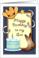 Birthday for Son, from Incarcerated Dad, cowboy theme card