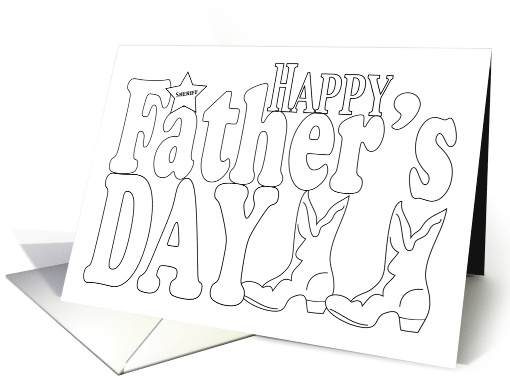 Coloring Card, Father's Day, Cowboy Boots, Buck-a-Roo card (1524606)