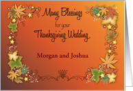 Custom Name Congratulations, Thanksgiving Wedding, Leaves card