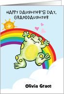 Custom Daughter’s Day for Granddaughter, Frog, Rainbow, Sun card
