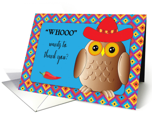 Southwest Theme Thank You for Red Hat Friend, Owl card (1531700)