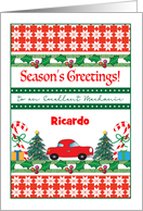 Custom Season’s Greetings for Car Mechanic, Holly card