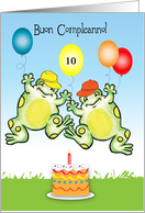 Italian Birthday for Boy, Custom Age, Frogs, Cake card