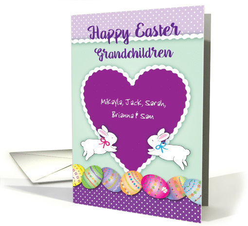 Custom Name Easter for Grandchildren, Bunnies, Eggs card (1536804)