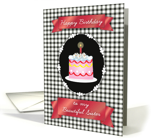 Birthday to Estranged Sister, Decorated Cake, Banners card (1536810)