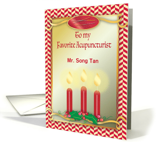 Custom Business Christmas for Acupuncturist, Candles card (1579414)