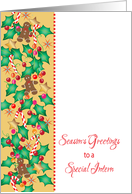 Business Season’s Greetings to Intern, Holly, Gingerbread Men card