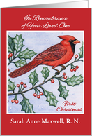 Custom In Remembrance of Nurse, Cardinal, Holly card