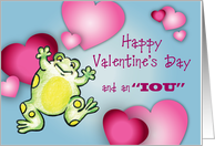 Valentine IOU for Kids, Frog, Hearts card