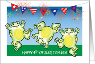 Happy 4th of July to Triplets, Frogs card