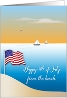 Beach Theme 4th of July, Ocean, Boats, USA Flag card