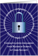 Congratulations for Master of Science, Cyber Security card