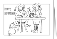Elves Merry Christmas Coloring Card