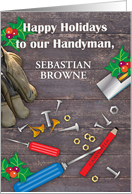 Custom Happy Holidays to Handyman, Tools card