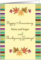 Custom Anniversary Thanksgiving Autumn Leaves with Names card