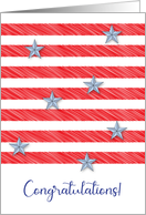 Congratulations Receiving Military Quilt Stars & Stripes card