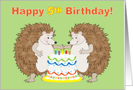 Hedgehog 5th Birthday Decorated Cake card