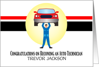 Custom Name Congratulations Automobile Technician card