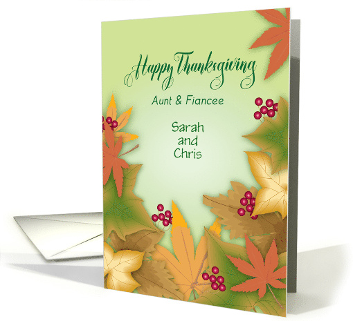 Custom Thanksgiving to Aunt and Fiancee Autumn Leaves card (1701730)