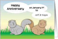 Custom Name Anniversary on Jan 1st New Year’s Day card