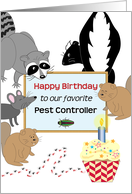 Birthday For Pest Control Cartoon Animals Cupcake card