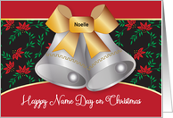 Custom Name Day Christmas Silver Bells card