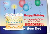 Son Birthday New Father Cake Balloons card