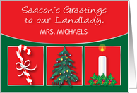 Custom Name Landlady Season’s Greetings card