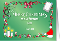 Custom Name RN Registered Nurse Merry Christmas card